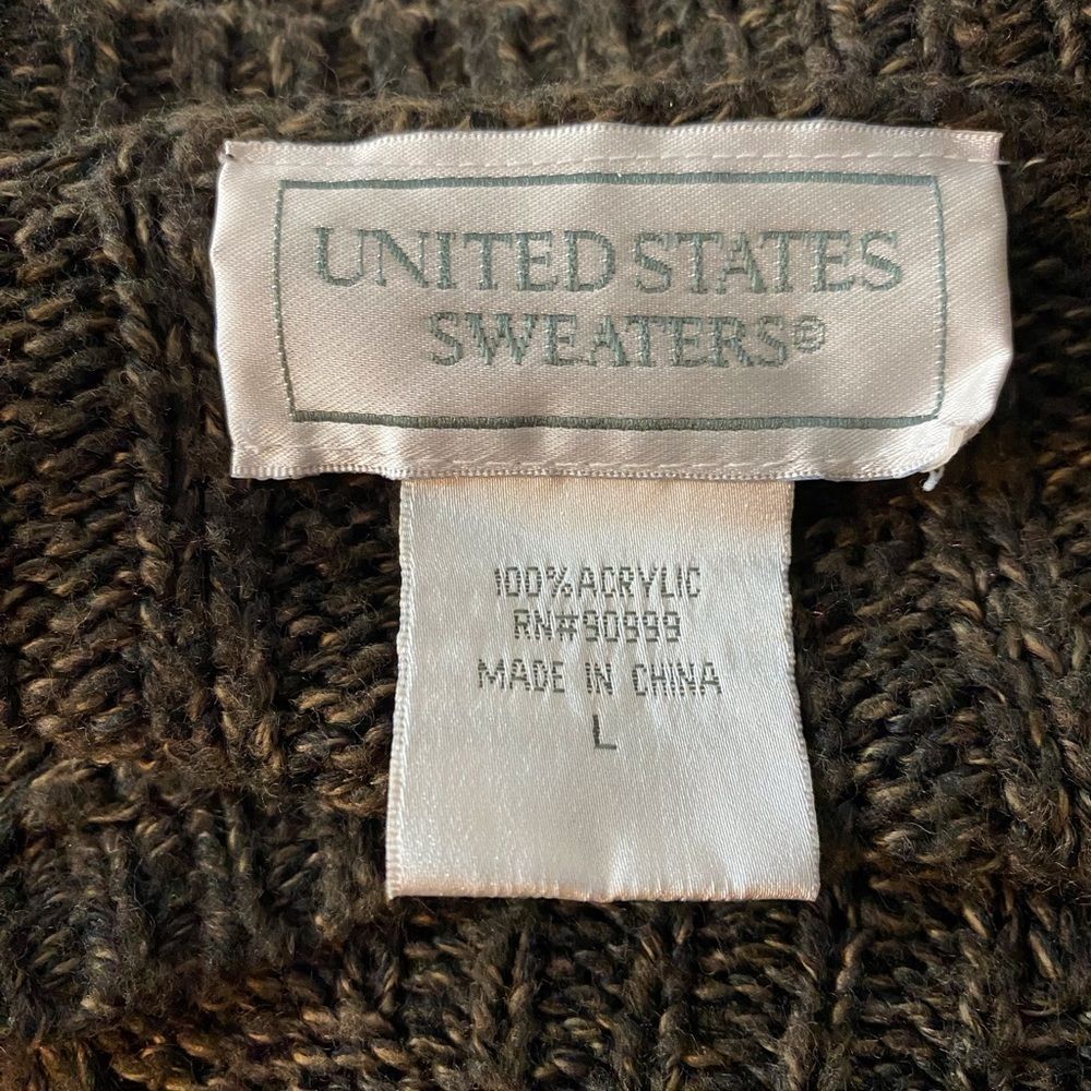 UNITED STATES SWEATERS Brown Cable Knit Sweater Vest Crew neck Cap sleeves L - Picture 9 of 13